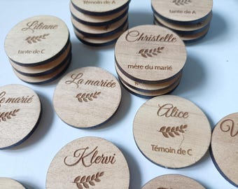 Personalised Napkin Rings - wooden Tags 47mm - wedding gifts