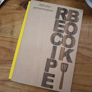 Personalisiertes Rezeptbuch, leeres Rezeptbuch, Rezeptbuch aus Holz, personalisiertes Kochbuch, personalisiertes Rezeptbuch, Geburtstagsgeschenk, Einweihungsgeschenk