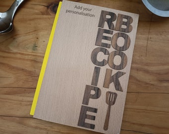 Personalized recipe book, Blank recipe book, Wooden recipe book, Custom cookbook, Custom recipe binder, Anniversary gift, Housewarming gift