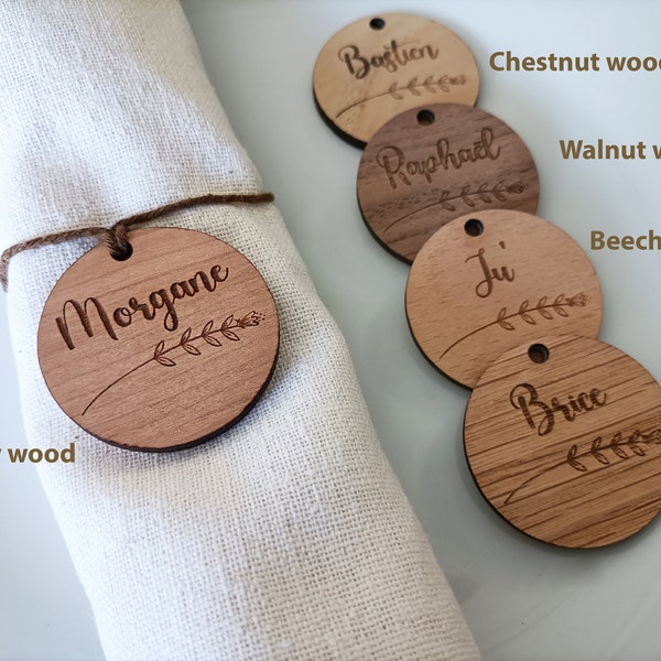 Personalised Napkin Rings - wooden Tags