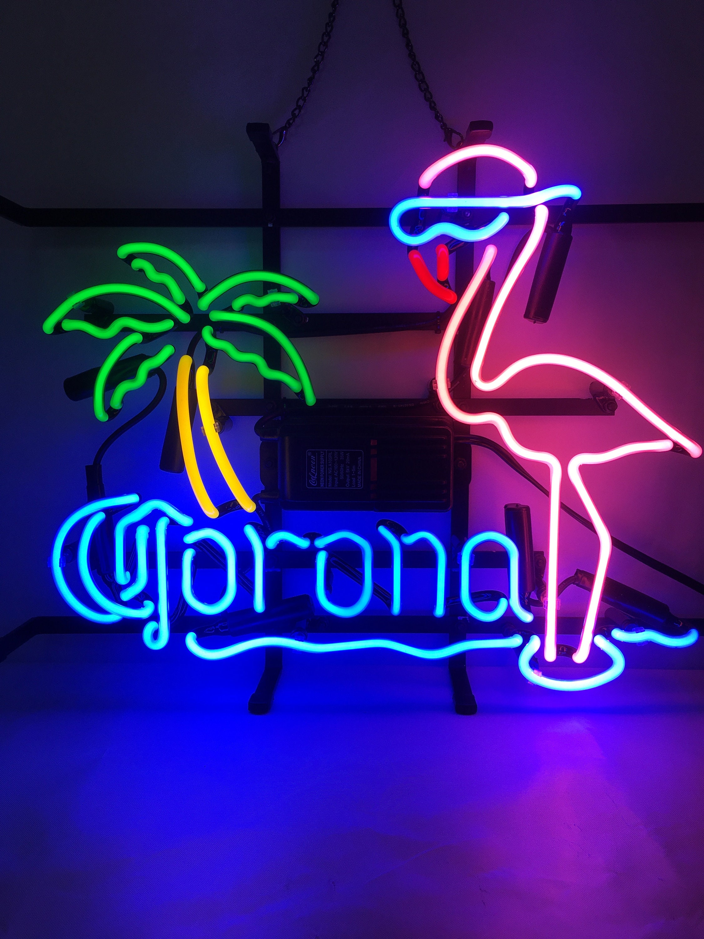 Party at The Pool Palm Trees Neon Sign 20"x16" Light Lamp Beer Bar Pub Glass 
