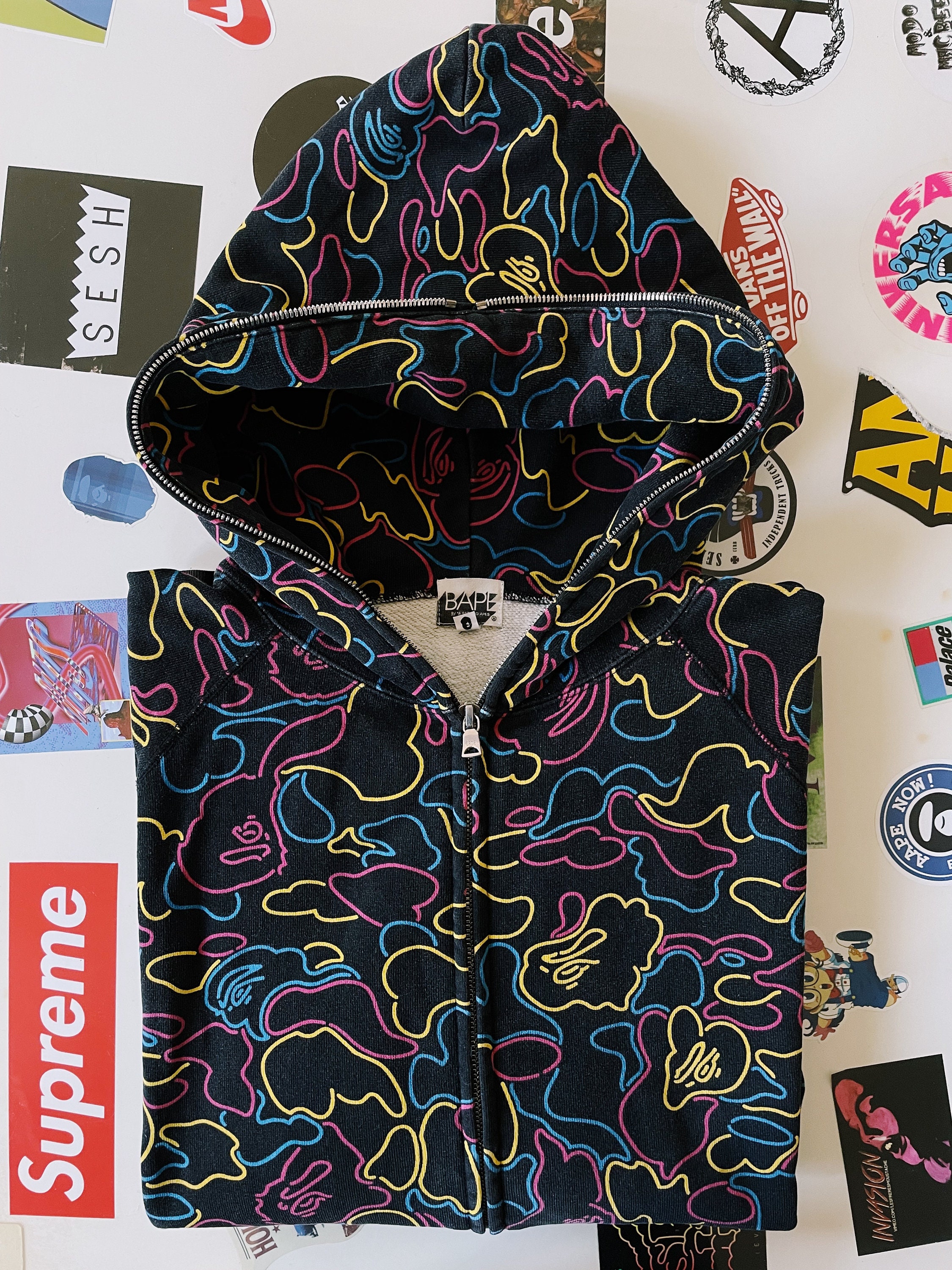 A Bathing Ape 90s Black Tag Anorak Hoodie Silver Size S Rare