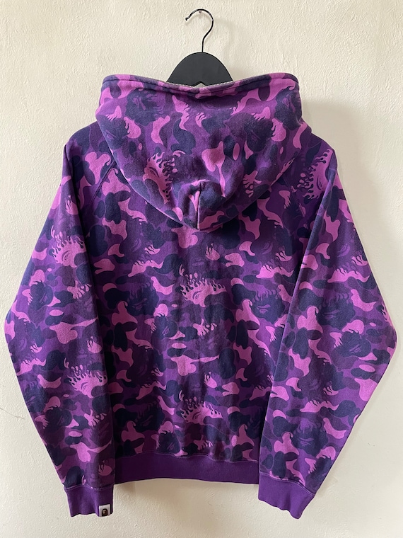 Felpa con cappuccio vintage Y2K Bape A Bathing Ape Fire Camo Fullzip viola Etsy Italia