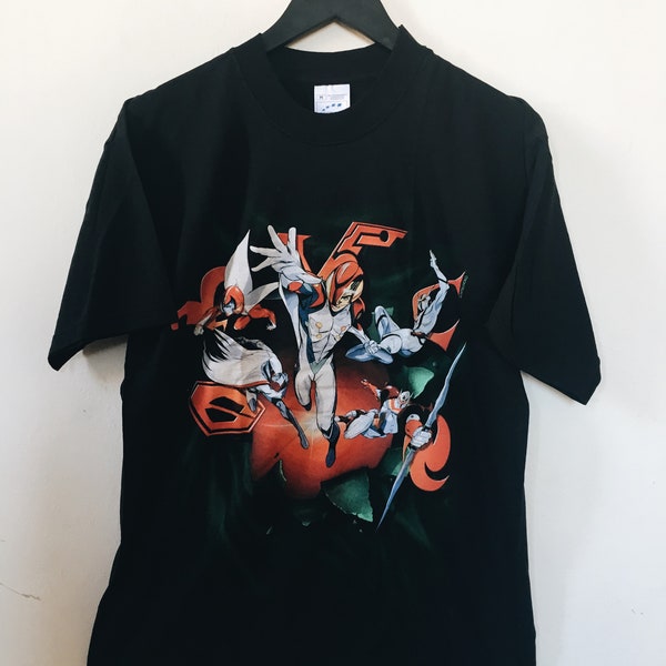 T-shirt Vintage Gatchaman Retro - Homme Noir 100% Coton, Tailles S à 5XL, Neuf Avec Étiquettes