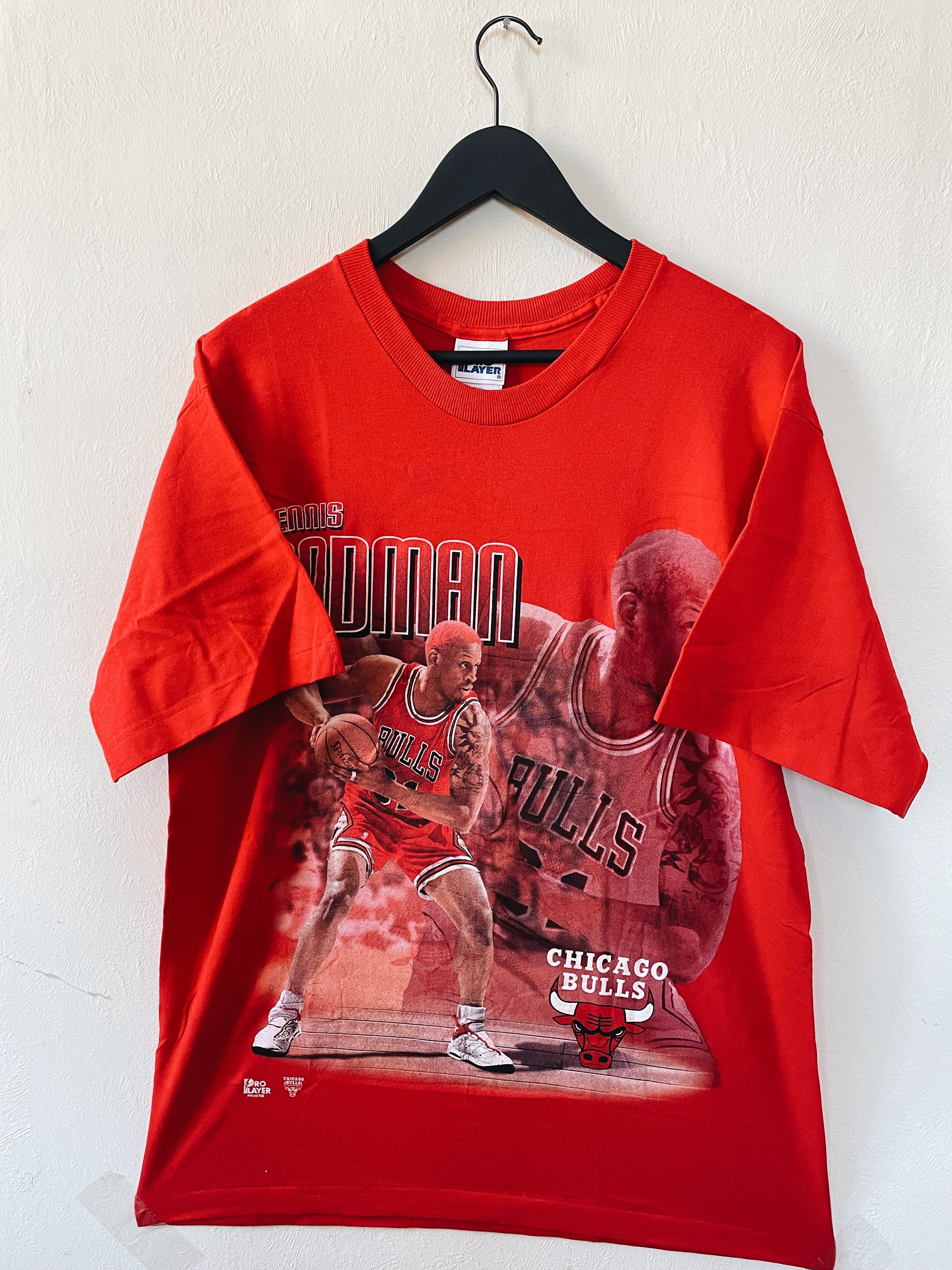 【新品】PRO PLAYER 90s USA製 NBA公式「ロッドマン」Tシャツ Vintage 90s NBA Pro Player Dennis Rodman Chicago Bulls T