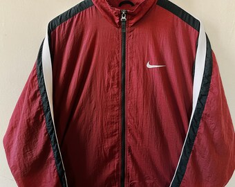 Giacca a vento Nike Japan Swoosh vintage anni '90 Borgogna/Nero/Bianco da uomo taglia M