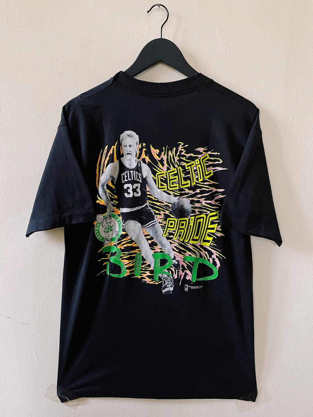 Vintage 80s NBA Boston Celtics Larry Bird Tshirt Black Etsy