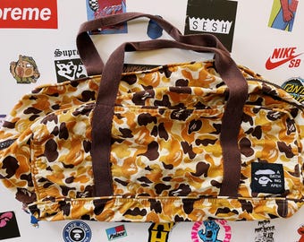 Vintage 90s Bape A Bathing Ape ABC Camo Boston Bag Orange / Brown