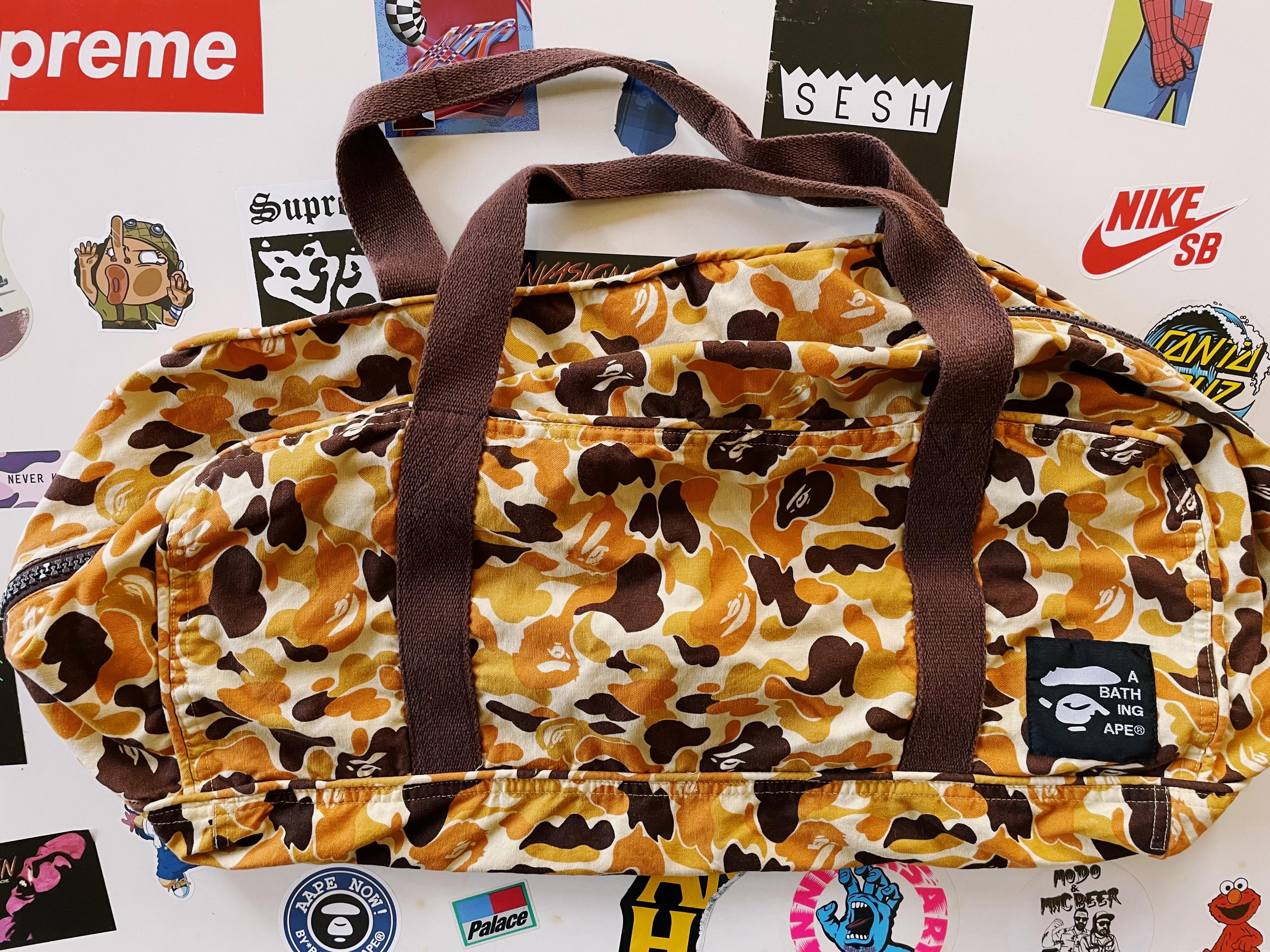 Vintage 90s Bape A Bathing Ape ABC Camo Boston Bag Orange