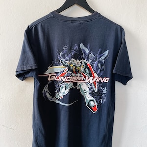 Vintage Y2K 00s Mobile Suit Gundam Wing T-shirt Navy