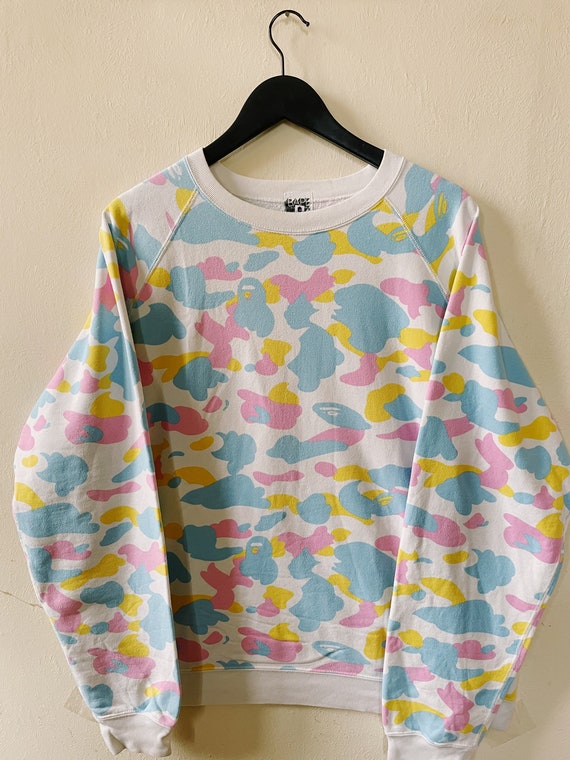 Vintage Y2K Bape A Bathing Ape Candy Cotton Camo Crewneck White Pink Blue Yellow Etsy