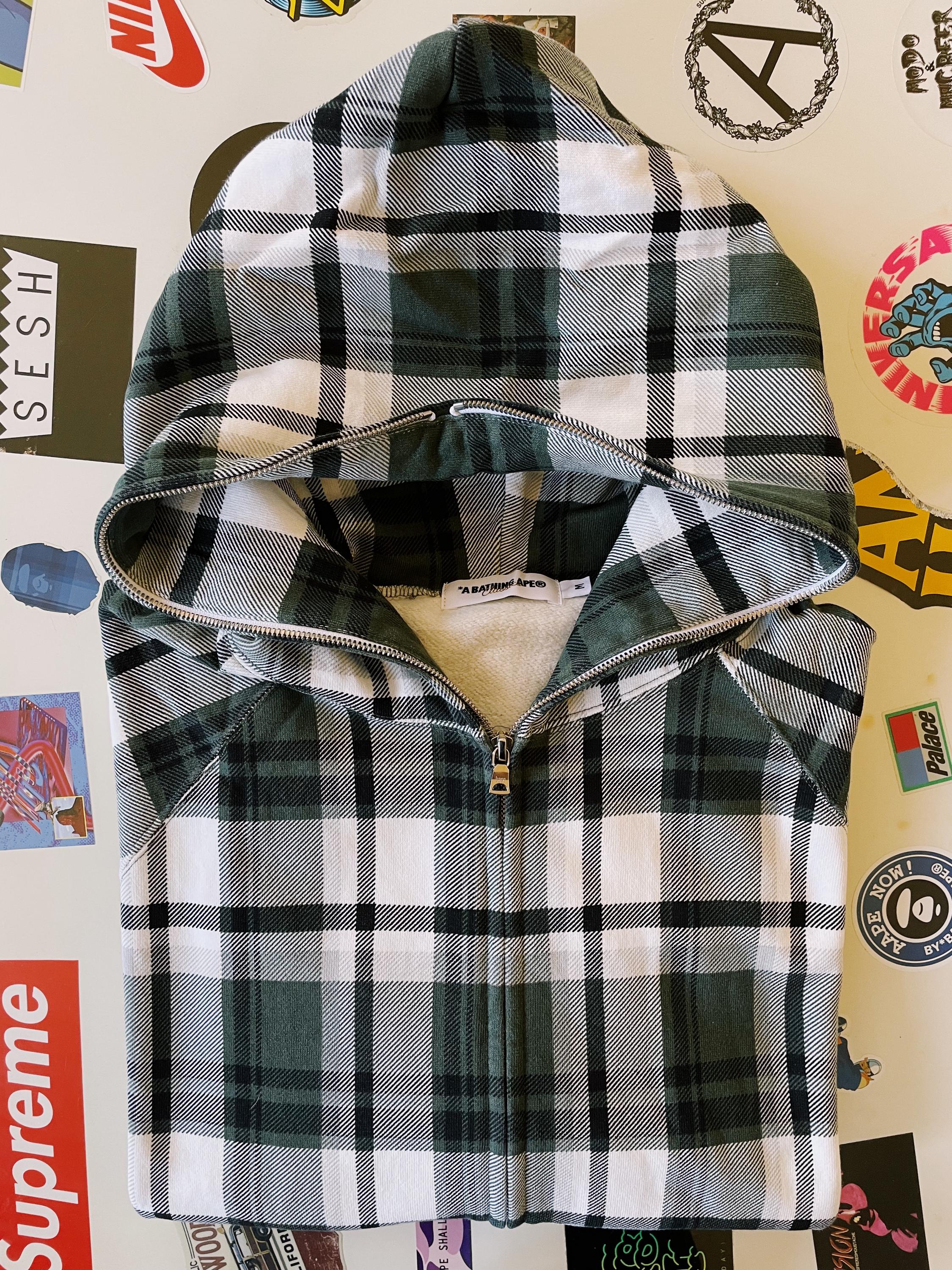Vintage Y2K Bape A Bathing Ape Check Plaid Full Zip Hoodie