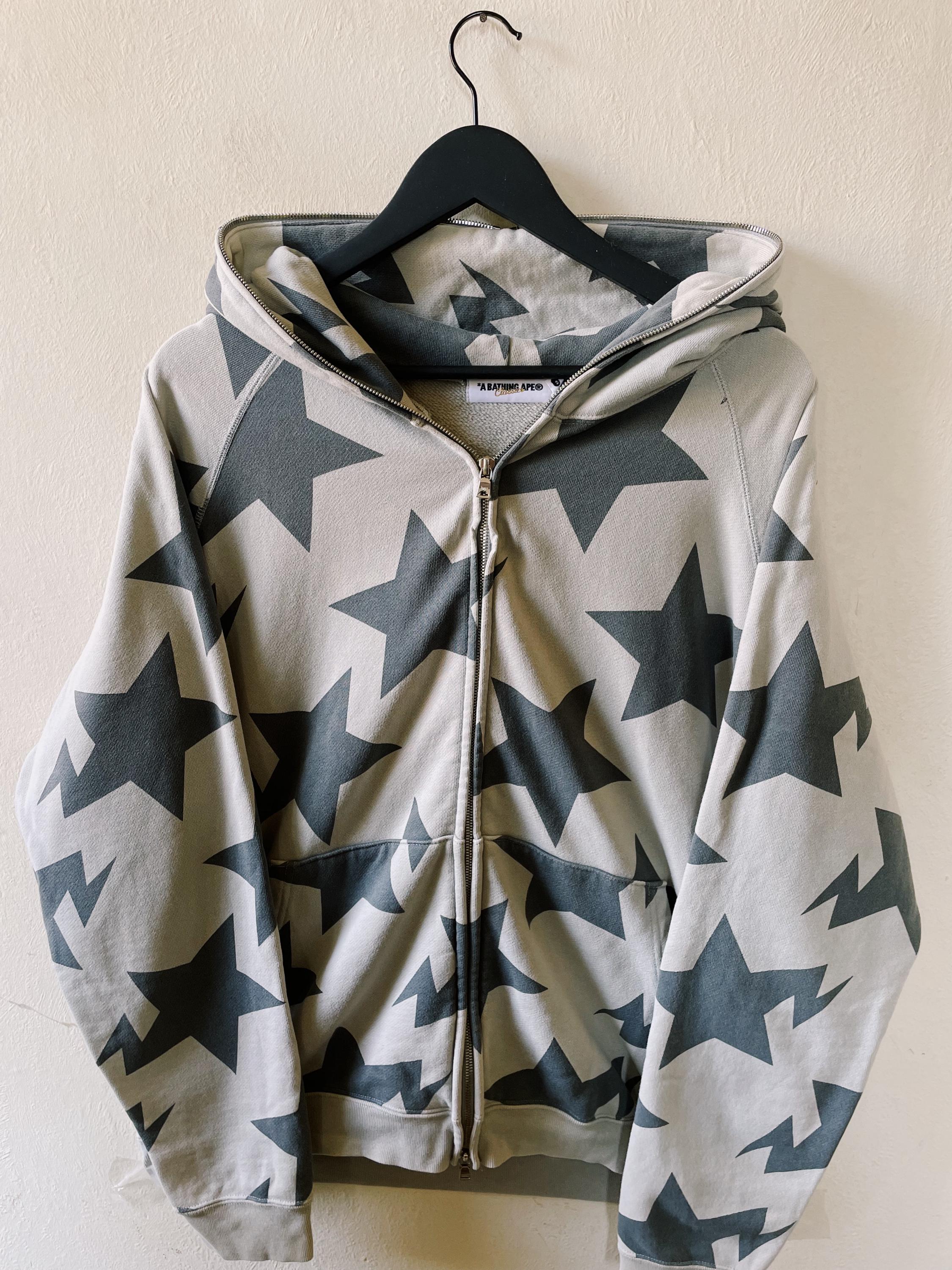 Vintage Y2K Bape A Bathing Ape Sta All Over Full Zip Hoodie Gray
