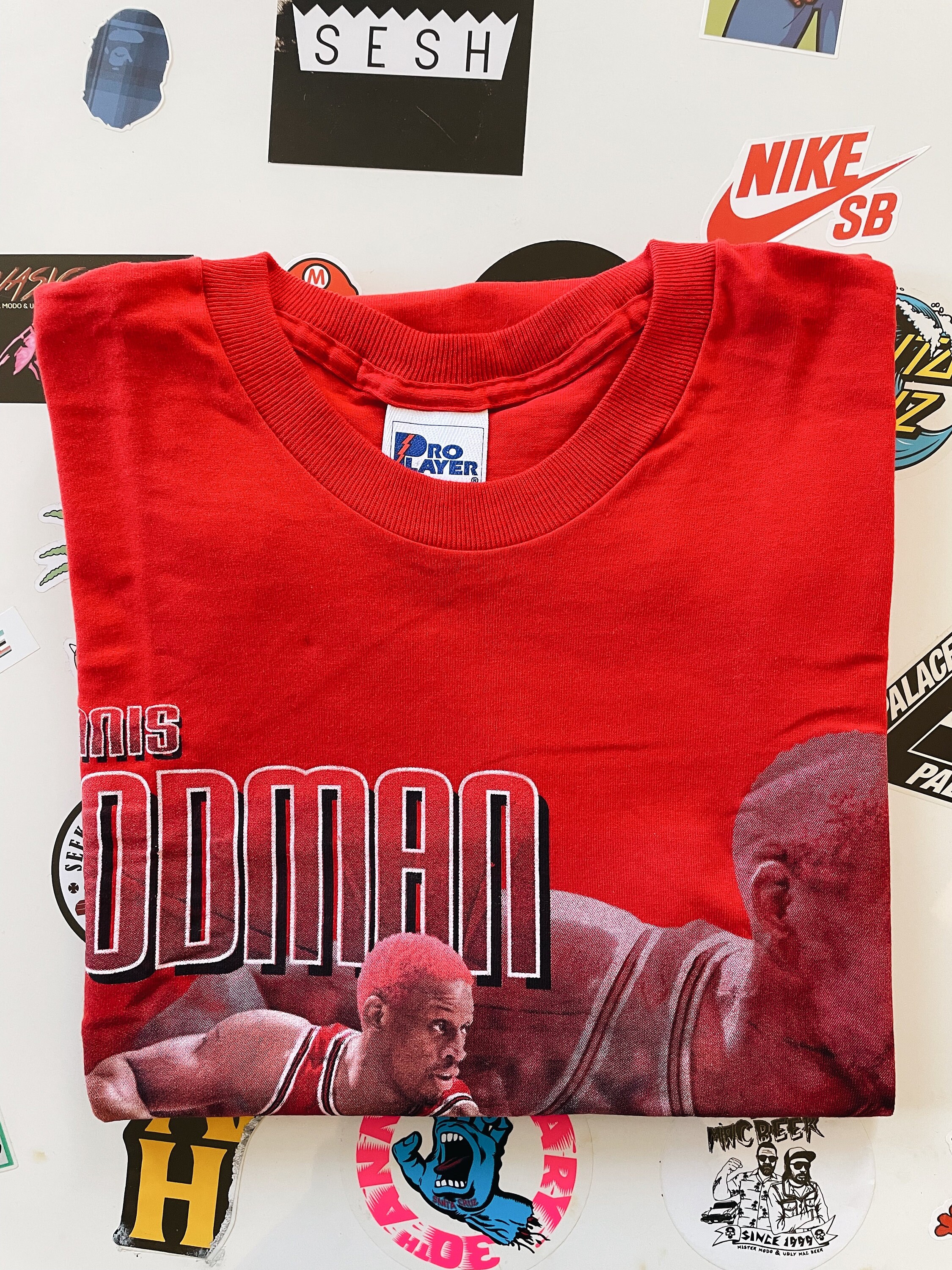 【新品】PRO PLAYER 90s USA製 NBA公式「ロッドマン」Tシャツ Vintage 90s NBA Pro Player Dennis Rodman Chicago Bulls T