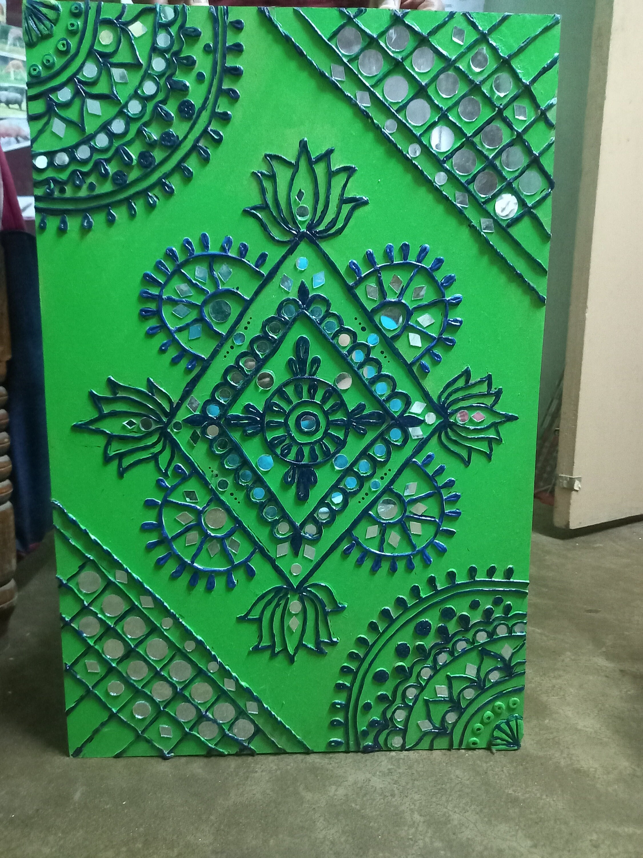 Green Lippan Art Work Handmade Home Decor Etsy