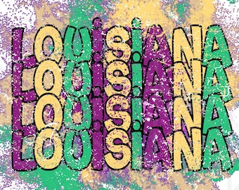 Kleurrijke Louisiana LA png, Mardi Gras PNG, Mardi Gras sublimatie ontwerp te downloaden, Instant Download, Fleur De Lis Clipart