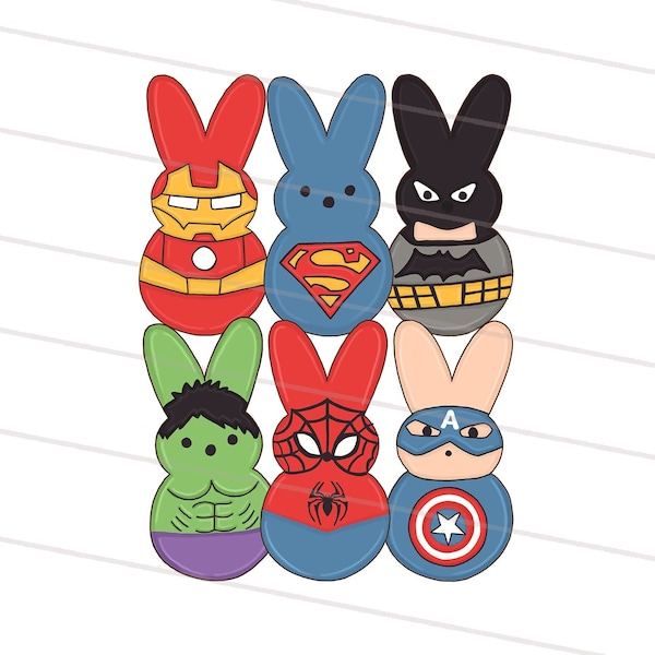 Easter Superhero PNG, Easter Bunny Superheroes Sublimation Design, Cartoon Screenprint Design