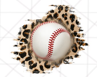 Leopard Baseball Patches PNG, Baseball Splash PNG, Baseball Leopard Patch Sublimation Design, Watercolor Background PNG, Cheetah Baseball