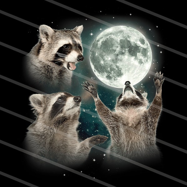 Racoons howling at the Moon PNG - Digital Art work, Racoon Png, Raccoon png, rocket png, Wolf sublimation file