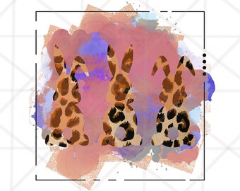 2 Design Leopard Bunny png, Groovy Easter sublimationdesign, Easter day png, Easter PNG, Bunny PNG, hand drawn Easter Clip Art