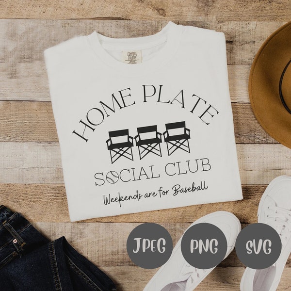 Baseball Mom SVG, Home Plate Social Club, Baseball SVG, Baseball Shirt SVG, Baseball Season