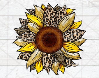 Cheetah Leopard Sunflower Design PNG DESCARGA DIGITAL para sublimación, western sunfloer png, sublimación de flor de leopardo, girasol de guepardo