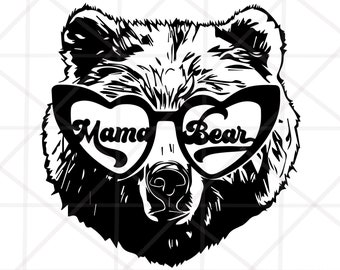 Mama Bear SVG, Mama Bear with Sunglasses, Mommy SVG, Mom To Be Svg, Mama Bear Cut file, Bear Mama, Mama Svg,  Momma Bear Svg, Png, Dxf