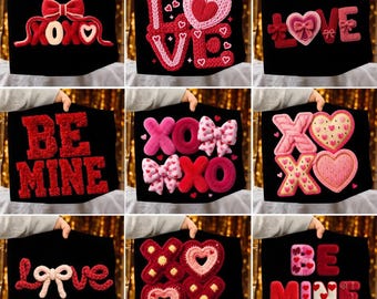 Valentines Day PNG Bundle, Faux Yarn Latch Hook Yarn Bow Coquette Sublimation, Faux Embroidery XOXO Valentine png Coquette Valentine designs