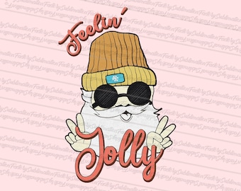 Retro Christmas PNG Sublimation file for Shirt Design, Retro Santa Png, Feelin Jolly Png, Digital download