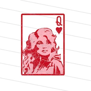 Cartão Dolly Queen of Hearts Dia dos Namorados moderno western digital download png