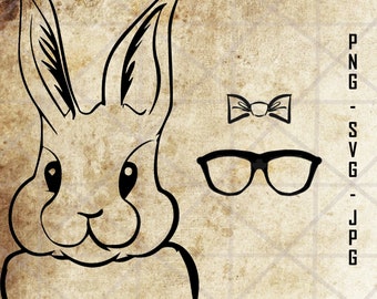 Bunny Glasses SVG Cut File, Easter SVG, Easter Bunny svg, Animal Face svg, Rabbit svg Cut File, Happy Easter SVG, Easter png, Bunny Face svg