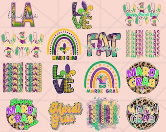 Mardi Gras PNG BUNDLE, 15 PREMIUM Png Design, Leopard Mardi Gras sublimation design download, Instant Download, Mardi Gras Shirt Design