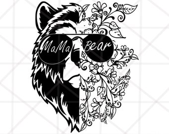 Mama Bear SVG, Mama Bear com óculos de sol, Mommy SVG, Mom To Be Svg, Arquivo de corte Mama Bear, Bear Mama, Mama Svg, Momma Bear Svg, Png, Dxf