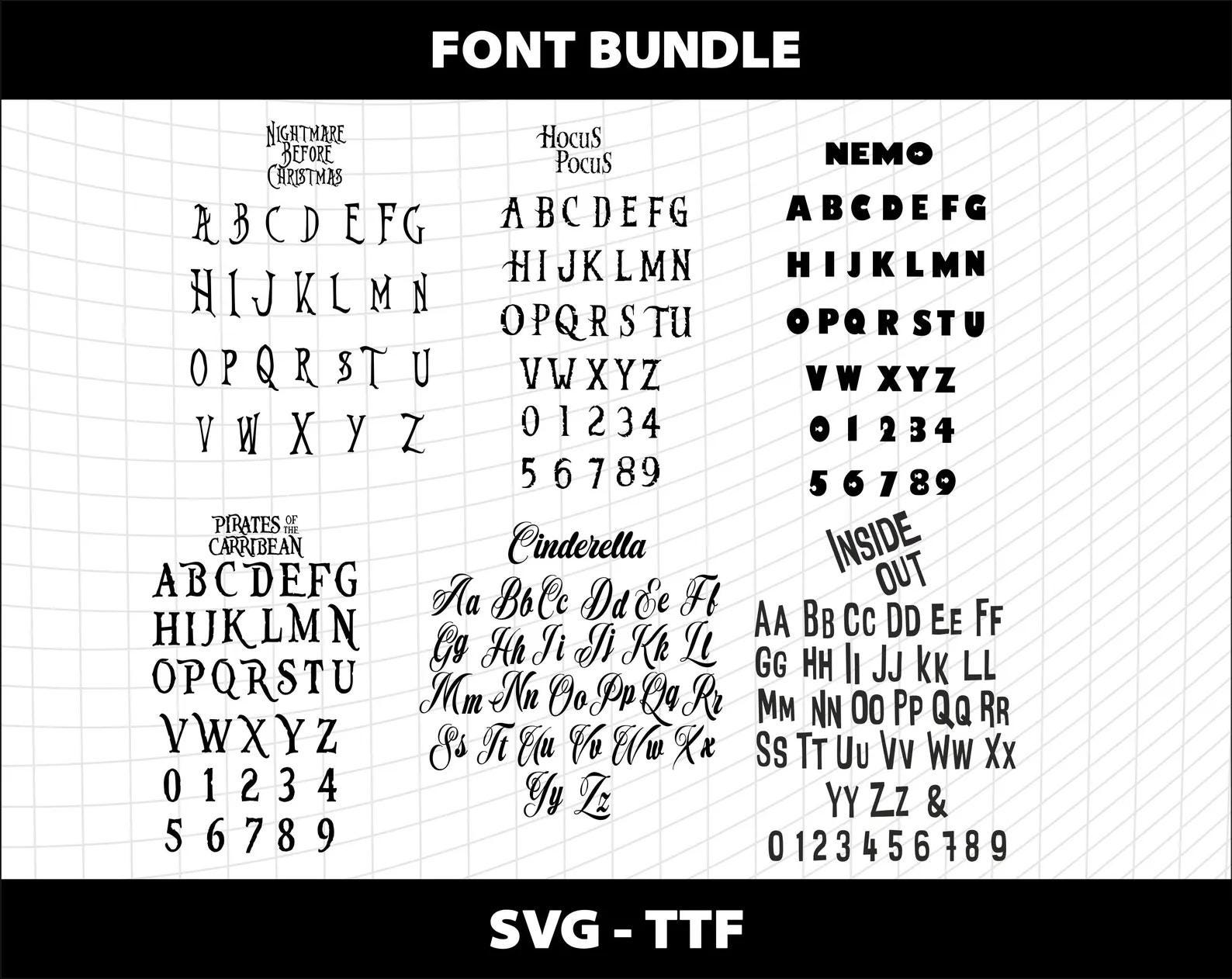 Cartoon Font Bundle SVG TTF Cricut Cutting Invitation Christmas ...
