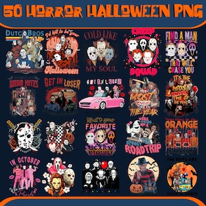 Halloween-Bundle | Halloween PNG Bundle, Halloween Sublimations Bundle, Horror Charaktere, Vintage Halloween, Gruselige Saison, Süßes oder Saures