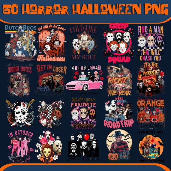 Halloween Bundle | Halloween PNG  Bundle, Halloween Sublimation Bundle, Horror Characters, Vintage Halloween, Spooky Season, Trick or Treat