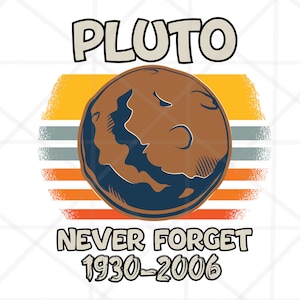 2 Design Pluto Png, Glöm Aldrig Png, Rolig Retro Png T-shirt Design Sublimeringstryck, Nedladdning av Planet Sublimeringsdesign, NASA Png