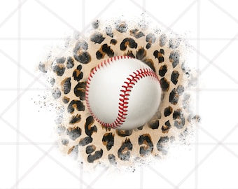 Leopard Baseball Patch PNG, Baseball Splash PNG, Baseball Leopard Patches Sublimation Design, Watercolor Background PNG