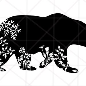 Floral Bear SVG, Mama Bear svg, Mom Life Svg, Bear sublimation , Flower Animal png, Flower Bear png, Cricut & Silhouette cut files