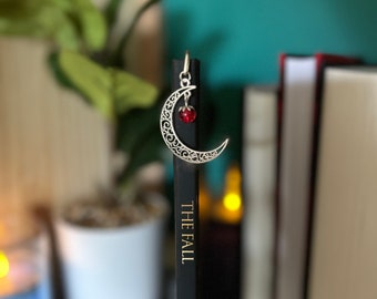 Dangle Moon Charm Bookmark | Dark Academia | Book Lover Gift | Shephards Hook Marker Bookish