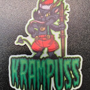 Krampus &quot;KramPuss&quot; Cat - Holographic Holiday Sticker