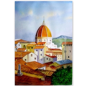 Santa Maria del Fiore schilderij Florence Duomo originele kunst 8 x 12 aquarel door SvetArtDaItaly