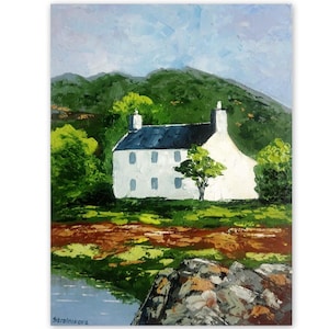Scotland Painting Landscape Wall Art Nature Painting Ross-Shire Impasto Oil Original Art 7 by 9&quot; Contemporary Artwork