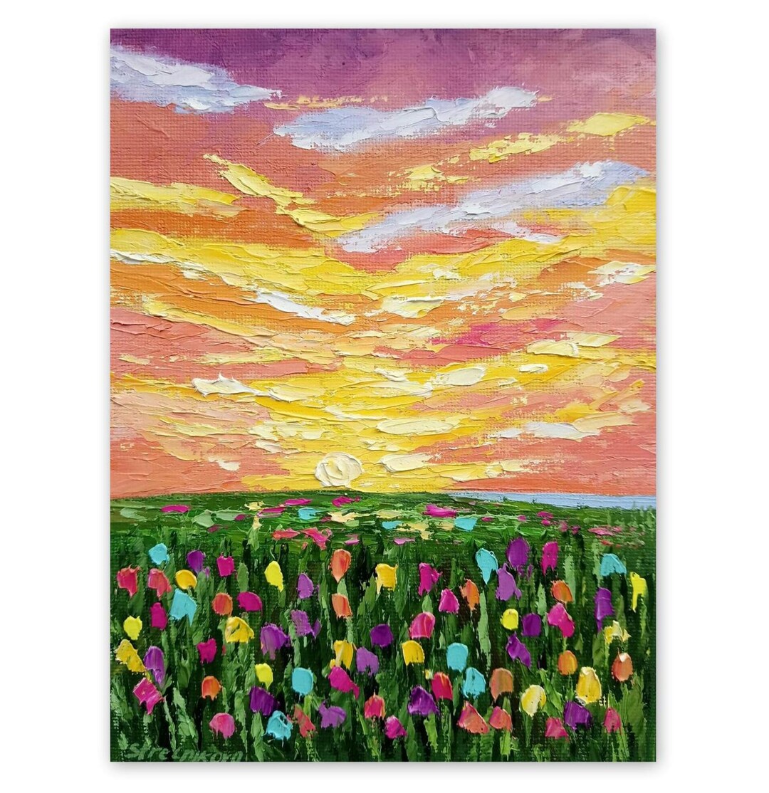 Holland Field Painting Nature Painting Meadow Tulips Impasto Oil ...