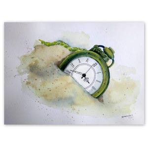 Watch of Clock Painting Clock Wall Art Nature Painting Original Art 8 by 12 Watch Watercolor Painting by SvetArtDaItaly
