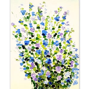 Forget-Me-Not Painting Forget Wall Art Flowers Impasto Oil Original Art 7 by 9 Contemporary Artwork by SvetArtDaItaly