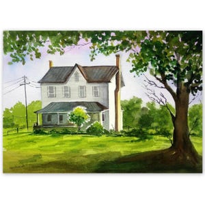Italy Landscape Painting Countryside Cottage Art Mediterranean Landscape Wall Art Nature Painting Original Art 8 by 12 Small Watercolor