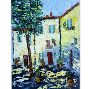 Italian Cityscape Oil Painting: Impasto Patio Art, 8x10 Original