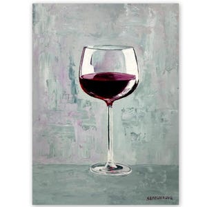 Red Wine Still Life Home Wall Art Glass Oil Painting Bar Card Decor Semi Abstract Still Life Original Art 7 by 9 by SvetArtDaItaly