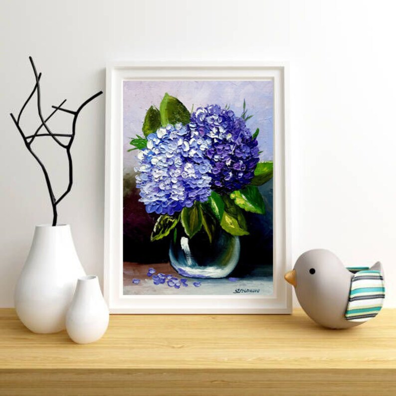 Hydrangea Painting Purple Flowers Impasto Oil Artwork Original Art - Etsy